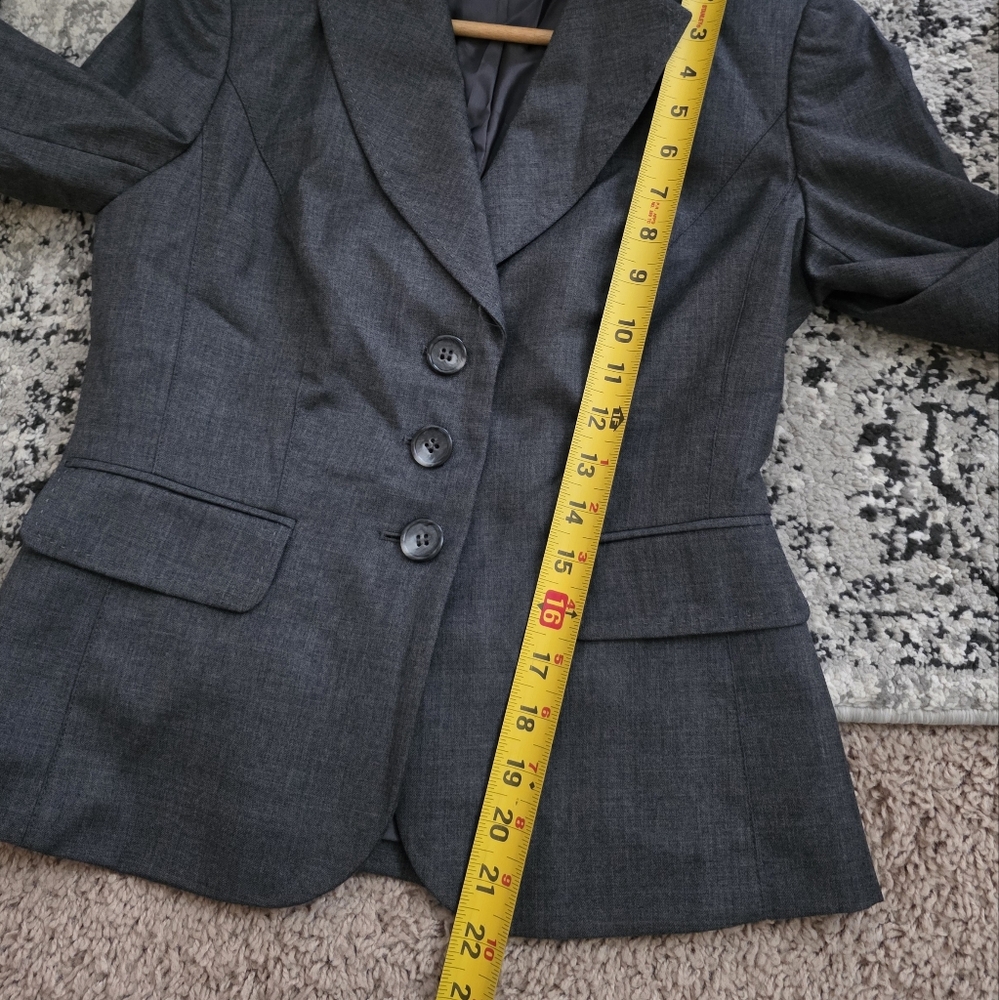 Ann Taylor Blazer 3 Button Front Gray Womens Size 0 Preppy Business Academia - Picture 7 of 9